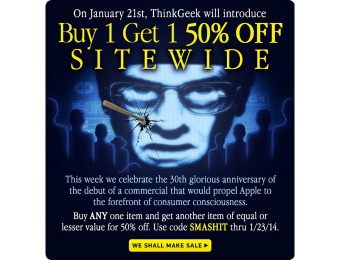 Buy One, Get 50% off Any Item of Equal/Lesser Value at ThinkGeek