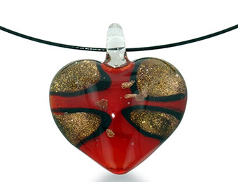 84% off Vibrant Red Heart Shaped Murano Glass Pendant