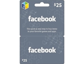 20% off $25 Facebook Gift Card for Facebook Games and Apps