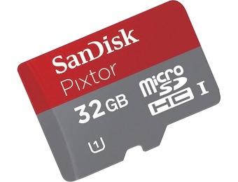 $48 off SanDisk Pixtor 32GB microSDHC Class 10 Memory Card