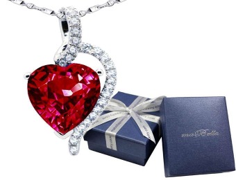 $210 off Mabella 4.10 cttw Heart Shaped Created Ruby Pendant