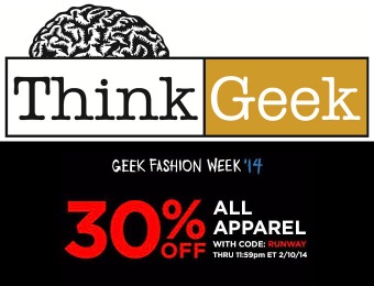 Geek Fashion Week - Extra 30% off All Apparel at ThinkGeek