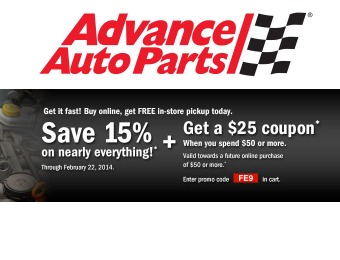 Save 15% off at Advance Auto Parts