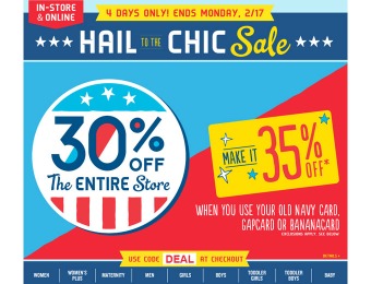 Extra 30% off Your Entire Purchase at Old Navy
