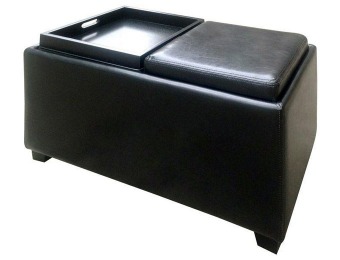 30% off Brexley Black Double Storage Leather Ottoman with Tray