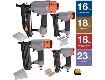 52% off HDX 9-Piece Pneumatic Finishing Kit with Measuring Tape