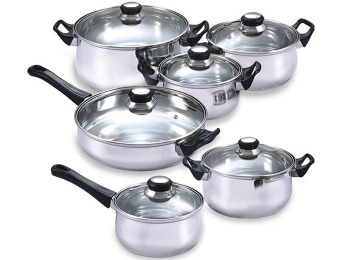 $65 off Home Collections 12-Pc Stainless Steel Cookware Set