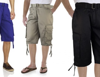 74% off Twill Cargo Shorts for Men w/ Webbed Canvas Belt, 8 Colors