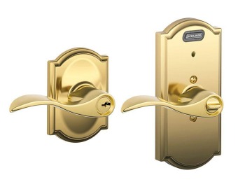 81% off Schlage Bright Brass Keyed Entry Lever with Camelot Alarm