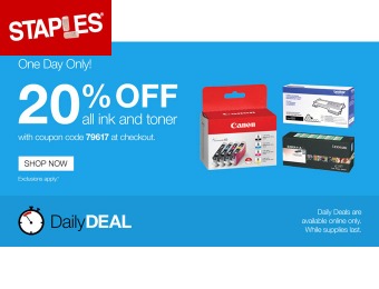 20% off All Ink and Toner at Staples