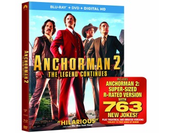 82% off Anchorman 2: The Legend Continues Blu-ray + DVD + Digital