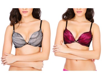 81% off Black Fuchsia Double Push-Up Bras, Two Styles, 3 Colors