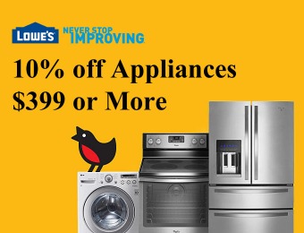 Save 10% off Major Appliances $399+ at Lowes