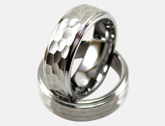 93% off Light Tungsten Ring with Brushed Hammer Hit Design