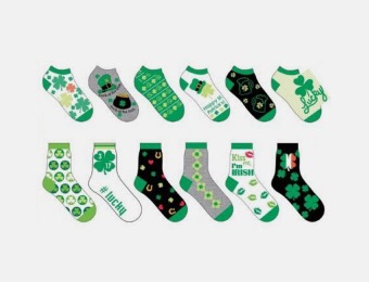 60% off 6-Pack Ladies St. Paddy's Day Socks, Crew or Ankle Length