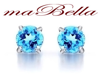 87% off maBella 1.5ctw Sterling Silver Blue Topaz Stud Earrings