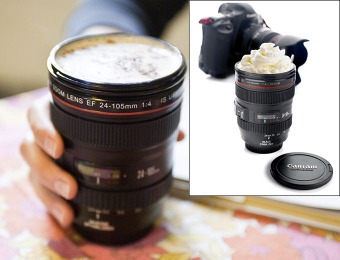 75% off SLR Camera Lens 12 Oz Coffee Mug w/ "Camera Lens" Lid
