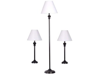 34% off Adesso 3-Piece Bronze Floor and Table Lamp Set 1559-26