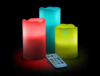 69% off 3-Pc LED Wax Candle Set w/ Built-In Timer & Remote