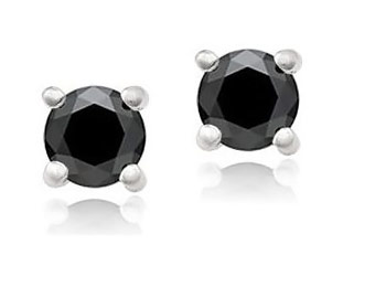 75% Off Sterling Silver 1/4 CT Black Diamond Stud Earrings
