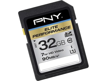 $32 off PNY Pro Elite 32GB SDHC Class 10 UHS-1 Memory Card