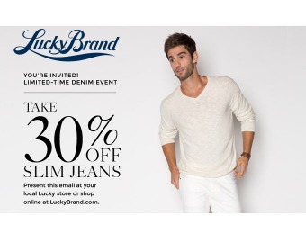 30% off Slim Jeans at Lucky Brand