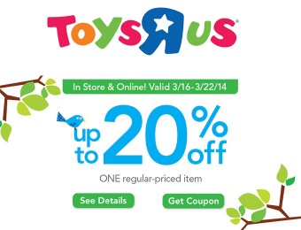 20% off One Regular-Priced Item at Toys R Us