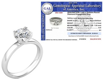 90% off 14K White Gold 1.50 CTW Certified Round Diamond Ring