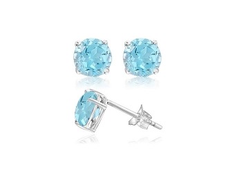 92% off 2 Carat Created Blue Topaz Sterling Silver Stud Earrings