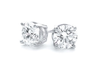 89% off 14K White Gold Certified 2 Carat Round Diamond Earrings