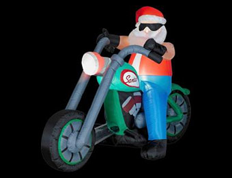 20% off 4.5 ft. Airblown Lighted Santa on Green Motorcycle