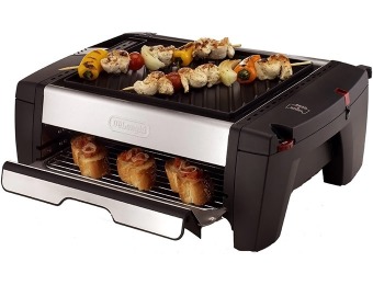 81% off DeLonghi BQ100 Indoor Grill with Smokeless Broiler Drawer
