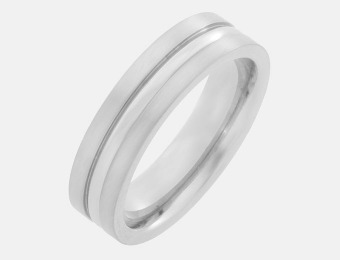 $192 off 6mm Titanium Ring Brushed Flat Top w/ Ctr Groove