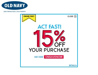 Extra 15% off Your Purchase at Old Navy