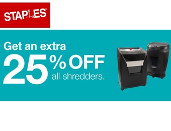 Extra 25% off Al Shredders at Staples.com