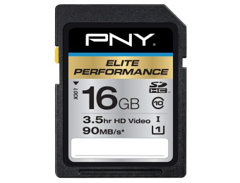 $41 off PNY Pro Elite 16GB SDHC Class 10 UHS-1 Memory Card
