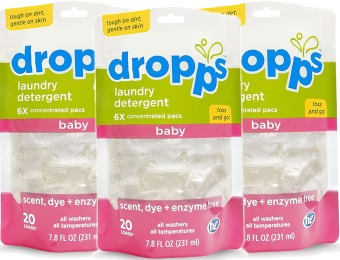 65% off Dropps Baby Laundry Detergent Pacs 20 Loads, 3-Pack