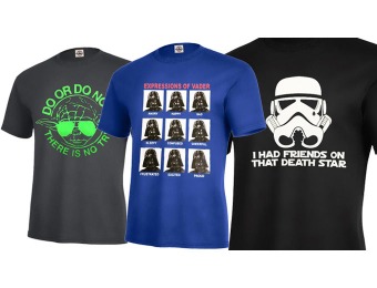71% off Star Wars 100% Cotton Graphic Men's T-Shirts, 4 Styles