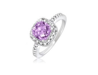 87% off Amethyst & Diamond Accent Sterling Silver Ring