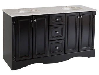 50% off St. Paul 60" Black Valencia Vanity with Stone Effects Top