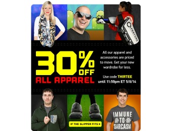 Extra 30% off All Apparel at ThinkGeek.com