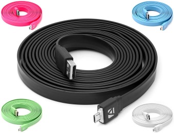 $24 off Aduro Flat Line 10' Micro USB Sync, Charge Cable, 5 Colors