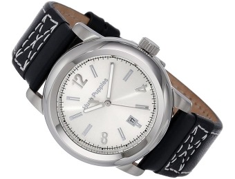 79% off Hush Puppies Men's Classic Stainless & Black Leather Watch