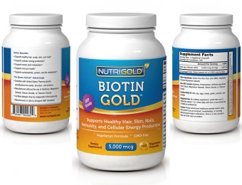 79% off Nutrigold Biotin 5,000 mcg Hair-Growth Supplement, 360 caps