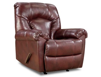 $600 off Simmons Editor Wine Bonded Leather Rocker Recliner