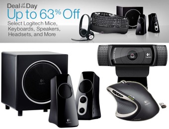 Up to 63% off Logitech Keyboards, Mice, Speakers, Headsets, Etc.