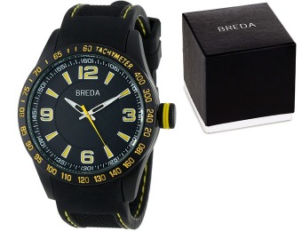 71% off Breda 9307 Men's Justin Rubber Yellow Accents Watch