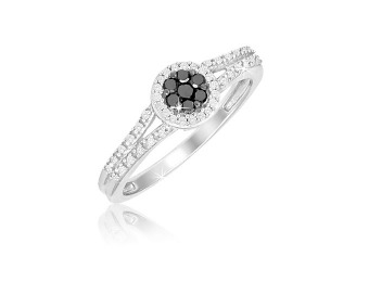 90% off 1/4 Carat Black & White Diamond Sterling Silver Ring