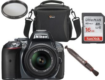 $124 off Nikon D5300 24.2MP Gray DSLR Camera Bundle Kit
