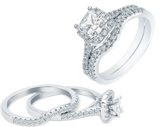 83% off 14K 1 Carat Certified Princess Diamond Bridal Ring Set